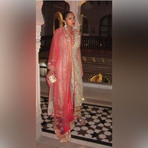 CORAL & GOLD BUTTON UP SUIT